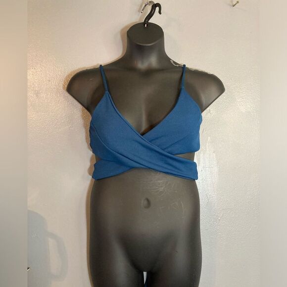 Blue adjustable wrap top - Picture 1 of 4
